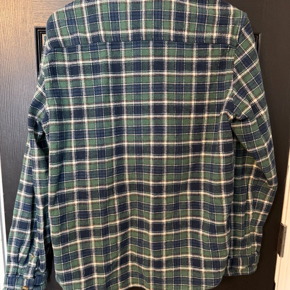 Mens Timberland Heavyweight Flannel Green Blue Large - Picture 4 of 4